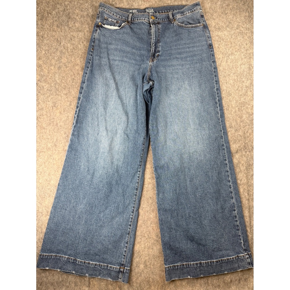 ANA a.n.a Womens High Rise Wide Leg Jeans Medium Wash Blue Denim Size 20T Tall